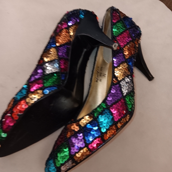 Vintage sequined pumps size 7.5 - Picture 3 of 4
